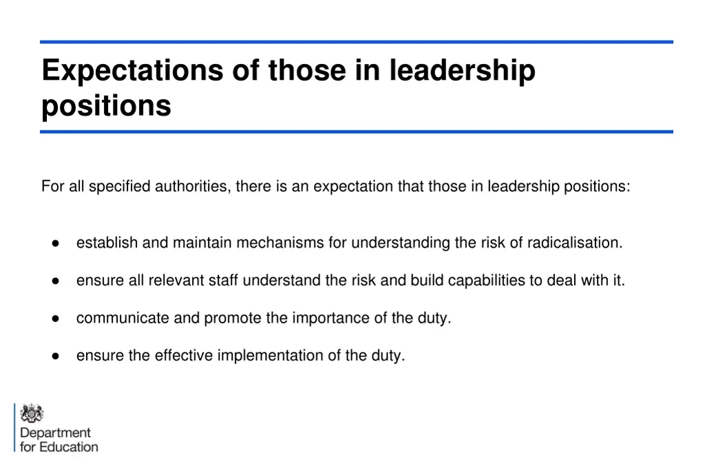 expectations of those in leadership positions