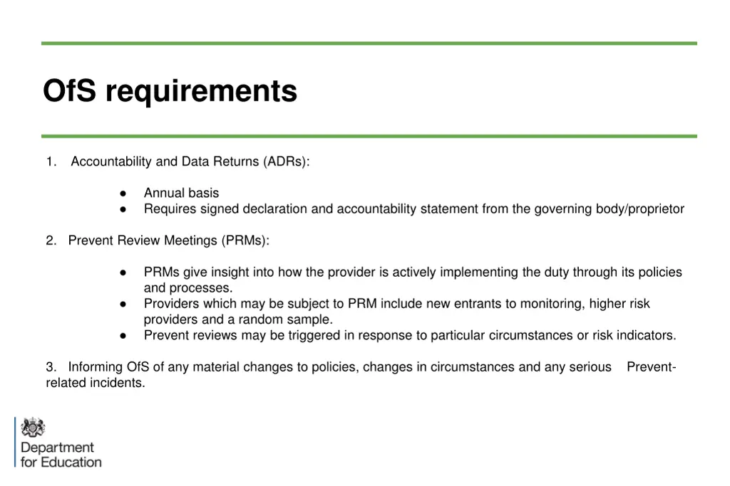 ofs requirements