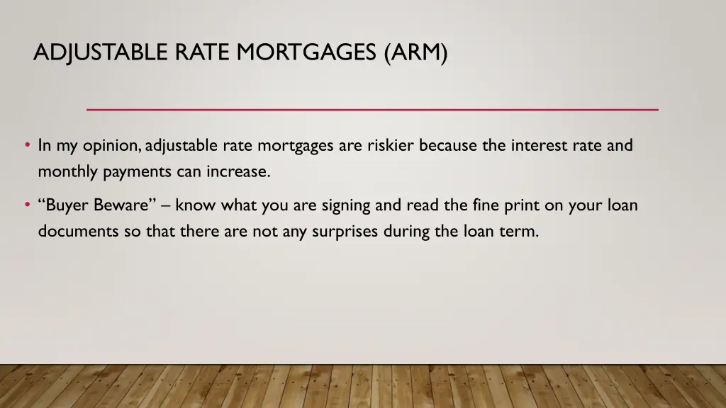 adjustable rate mortgages arm