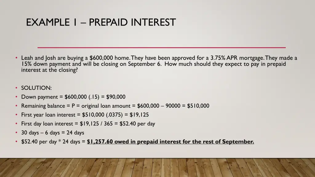 example 1 prepaid interest