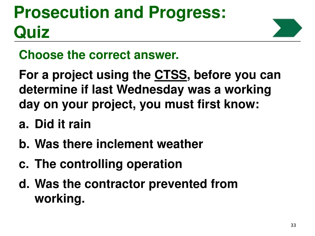 prosecution and progress quiz choose the correct