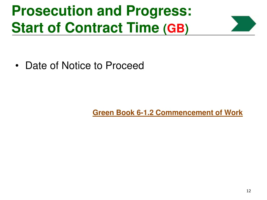 prosecution and progress start of contract time gb