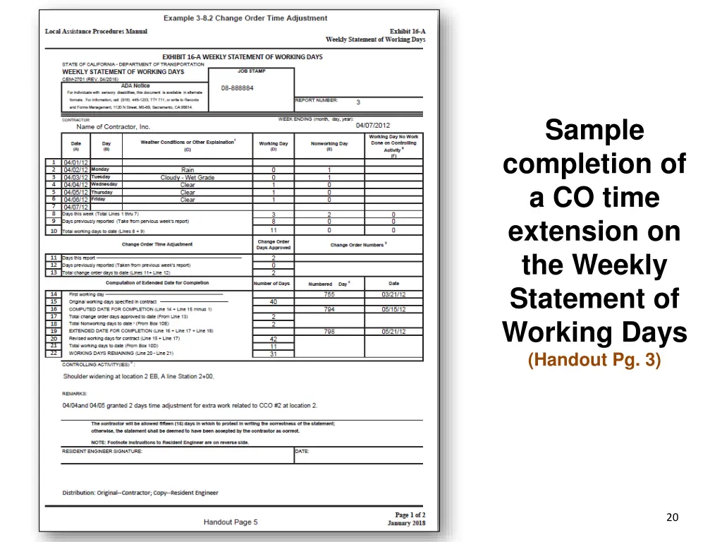 sample completion of a co time extension