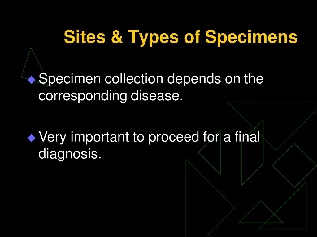 sites types of specimens