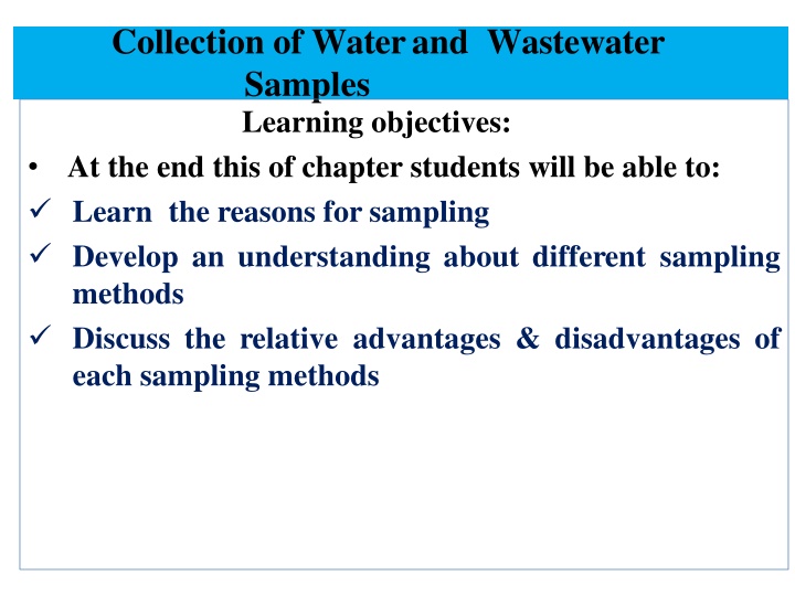 collection of water and wastewater samples