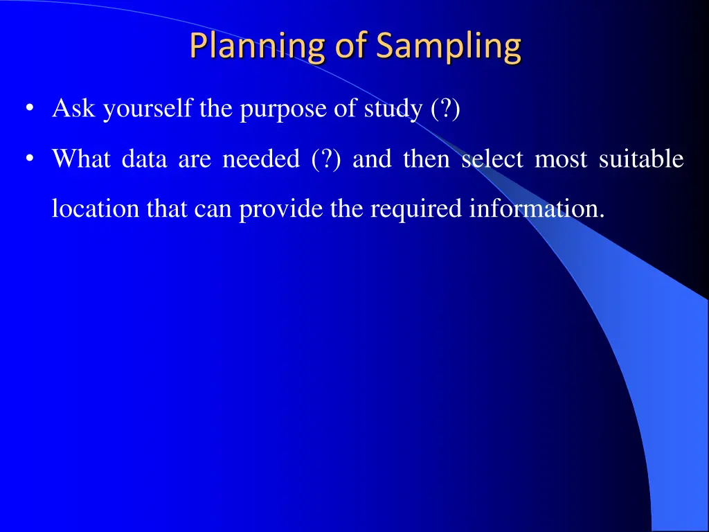 planning of sampling