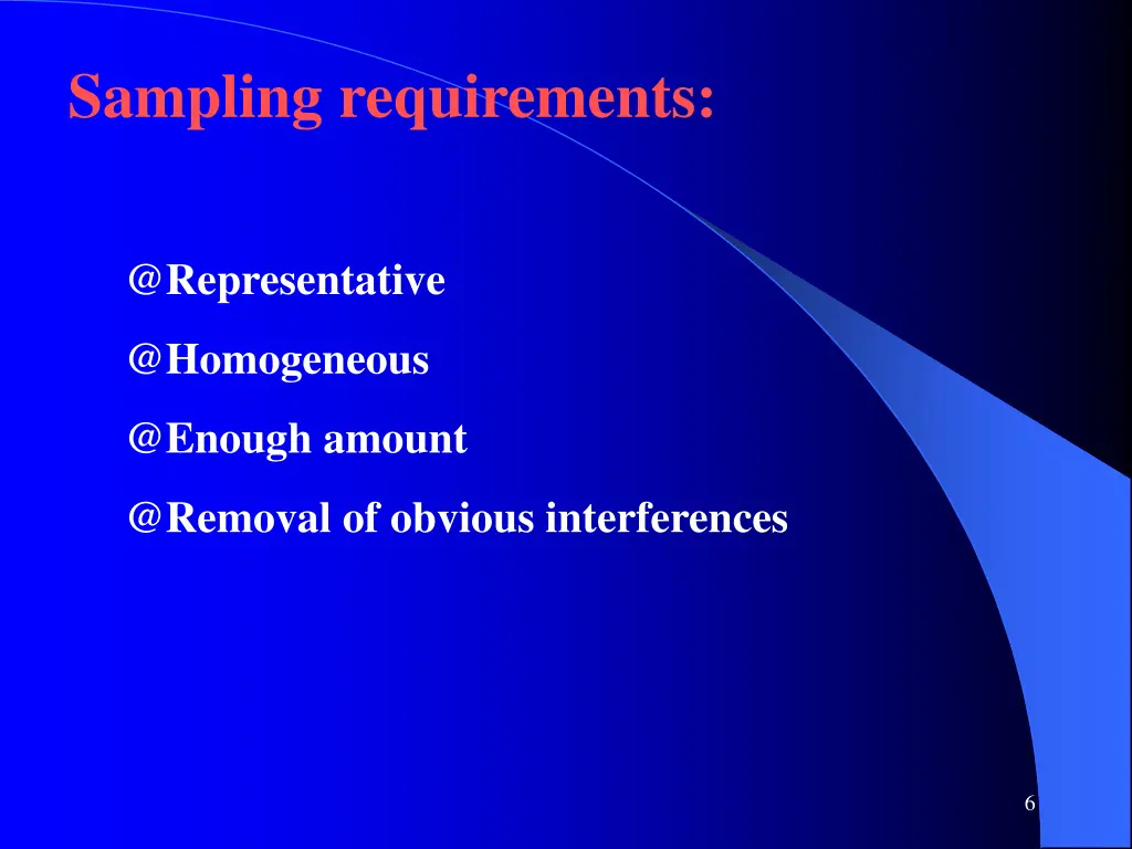 sampling requirements