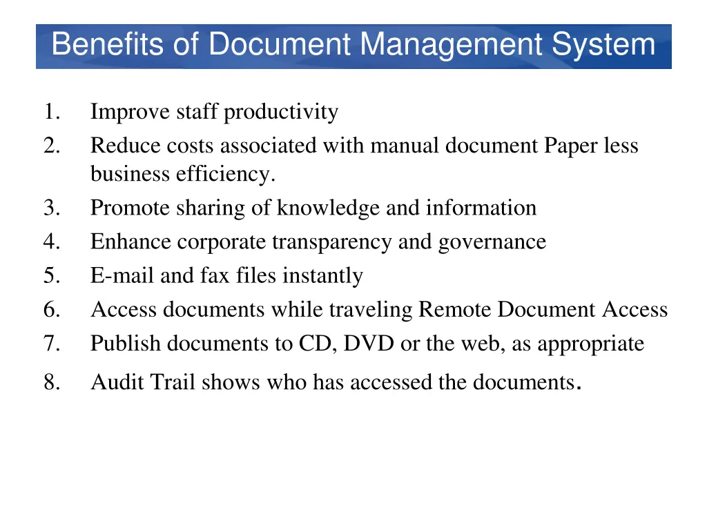 benefits of document management system