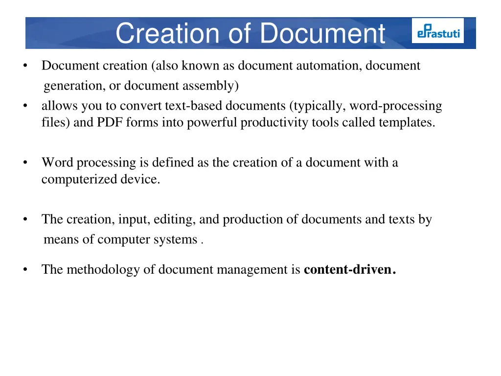 creation of document