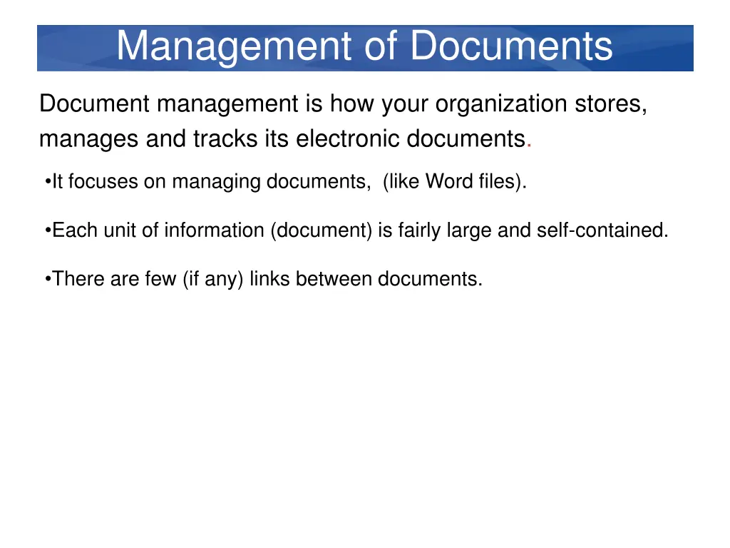 management of documents