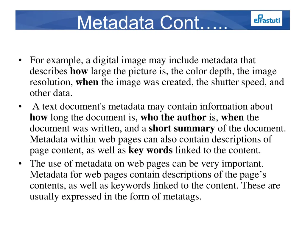 metadata cont