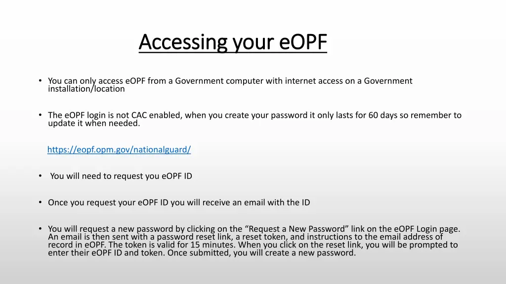 accessing your eopf accessing your eopf