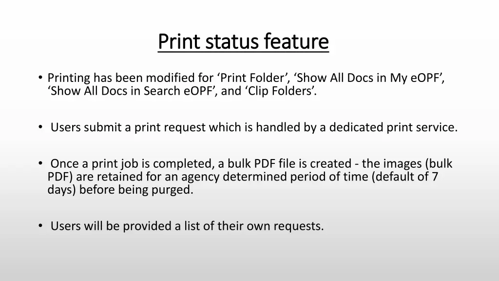 print status feature print status feature