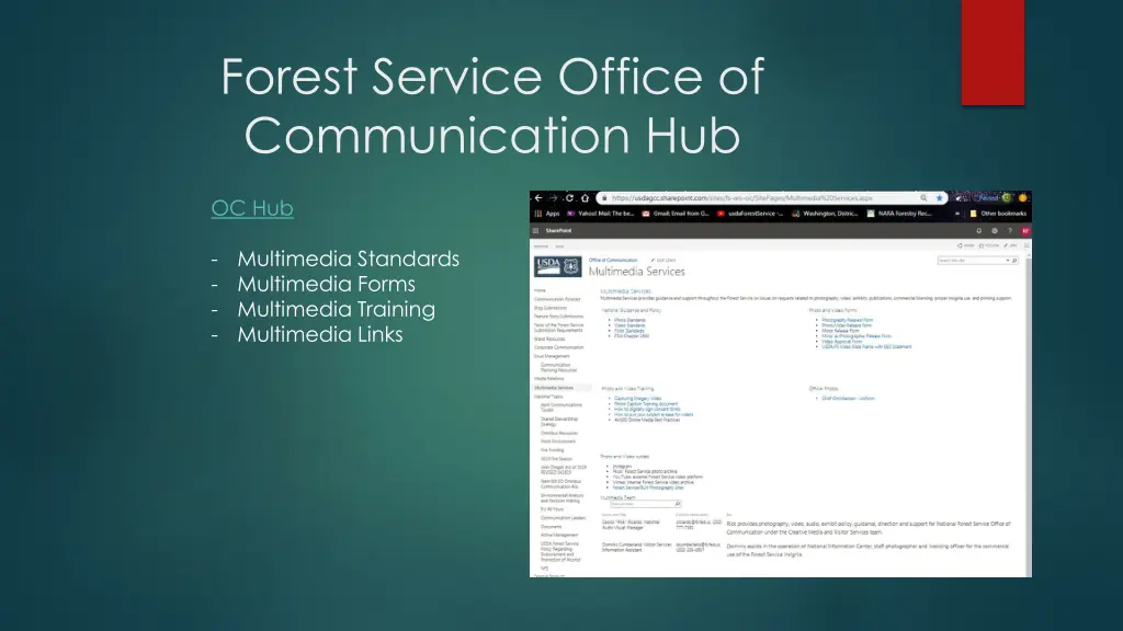 forest service office of communication hub