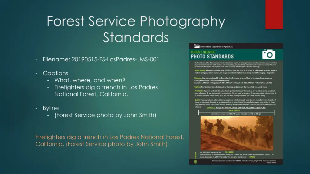 forest service photography standards