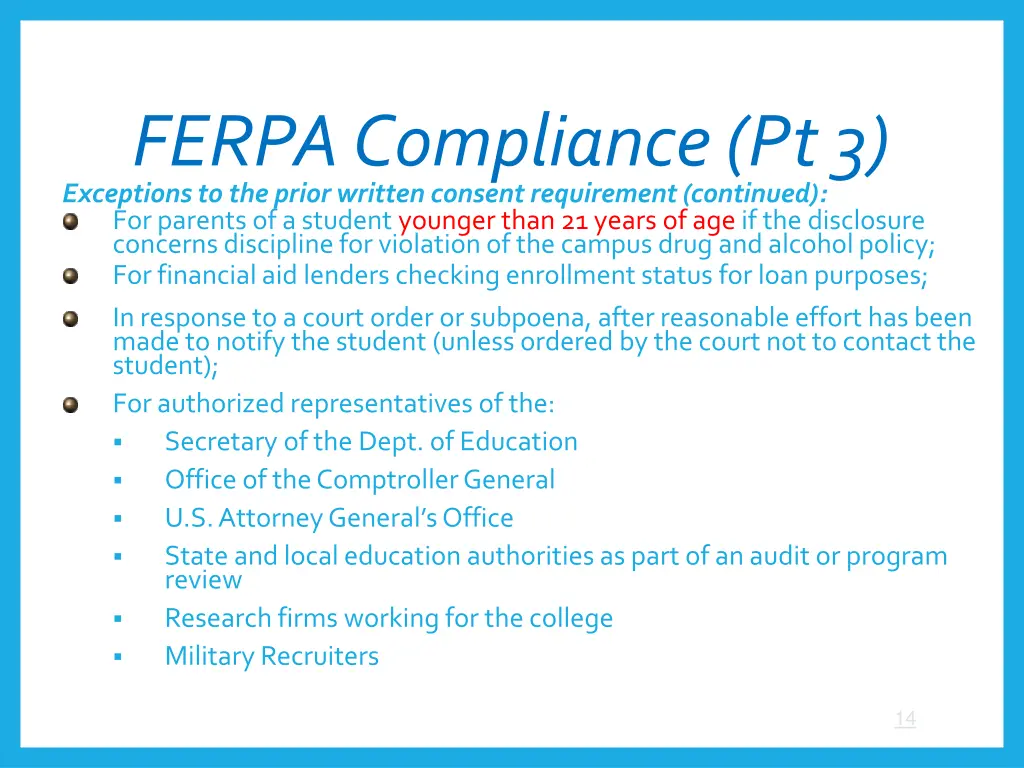 ferpa compliance pt 3 exceptions to the prior