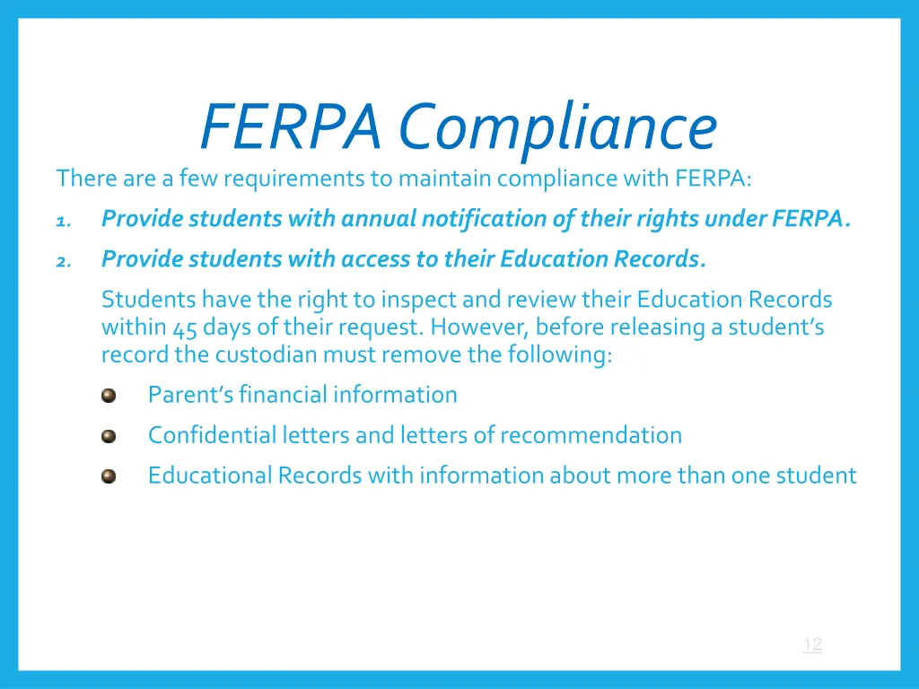 ferpa compliance there are a few requirements