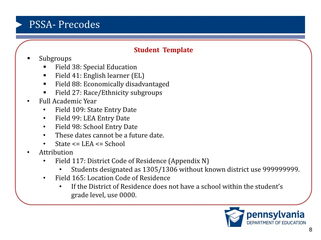 pssa precodes 6