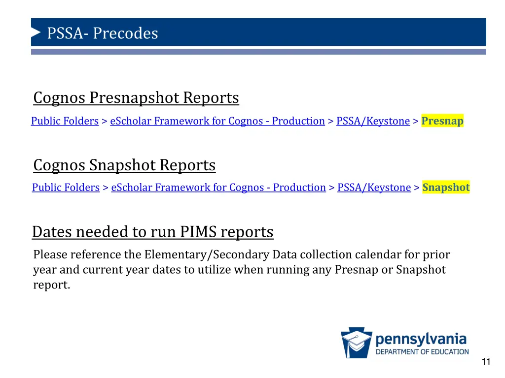 pssa precodes 9