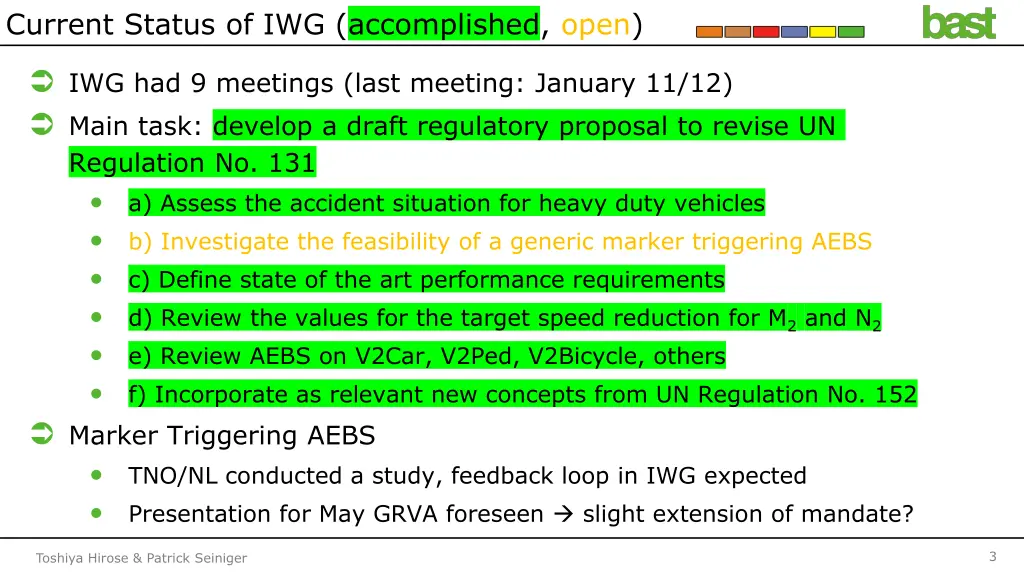 current status of iwg accomplished open