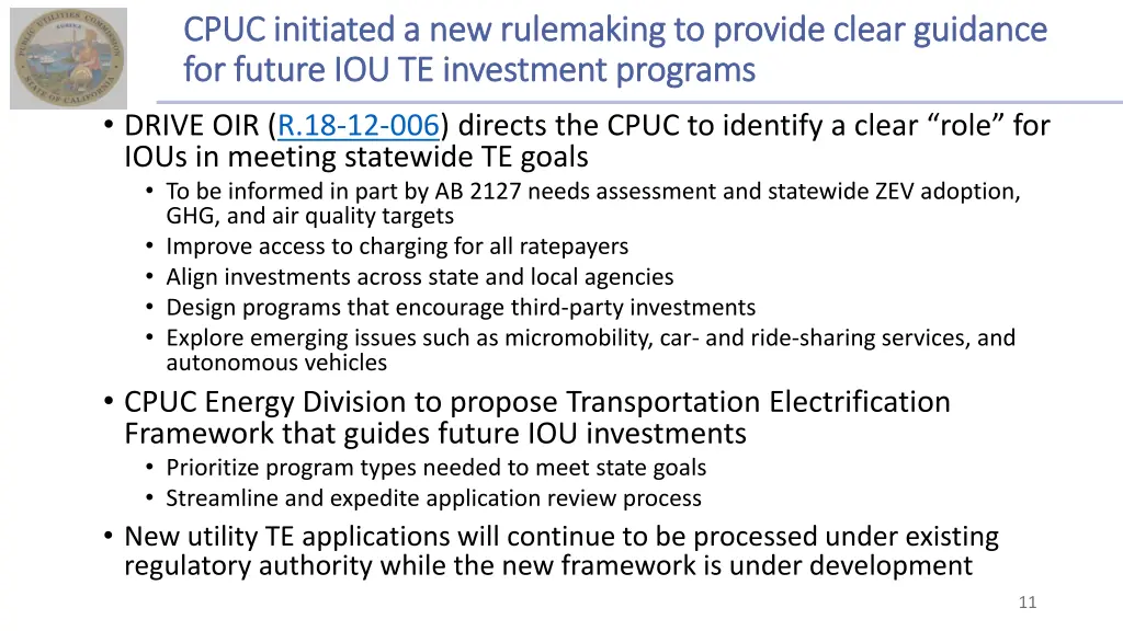 cpuc initiated a new rulemaking to provide clear