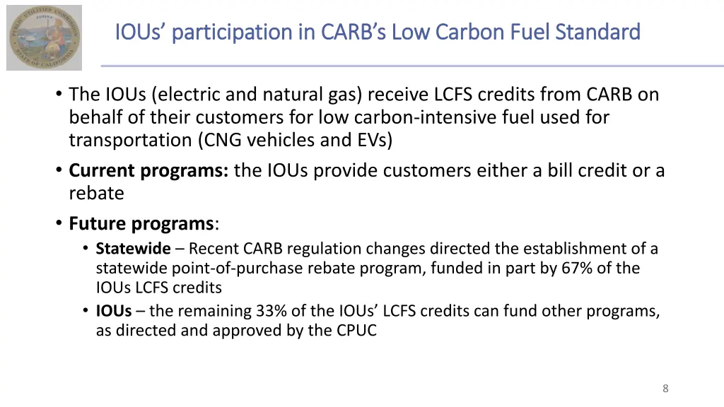 ious participation in carb s low carbon fuel