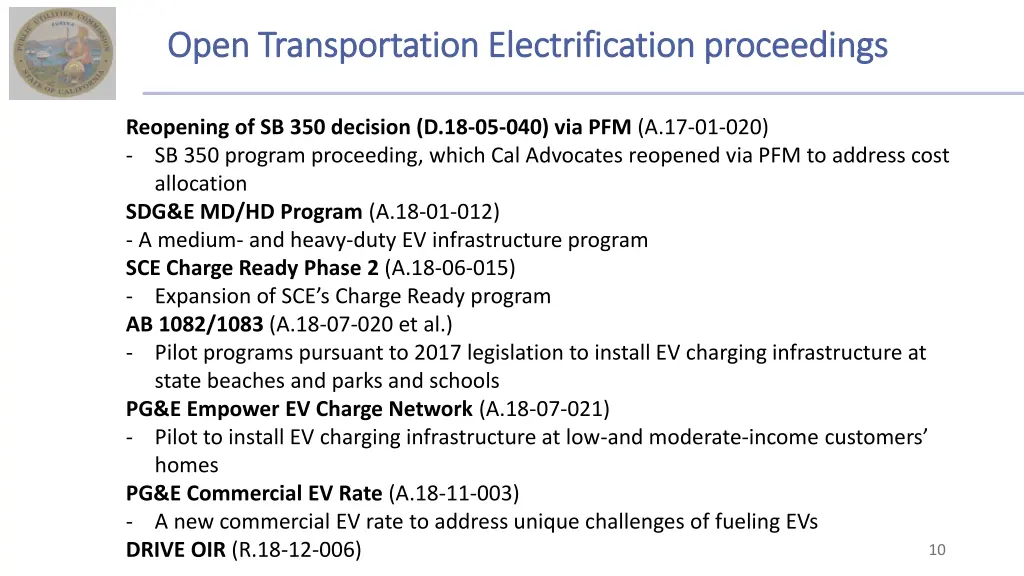 open transportation electrification proceedings