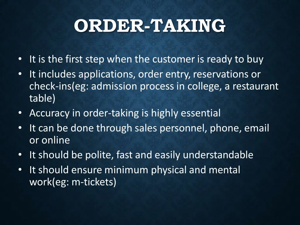 order taking