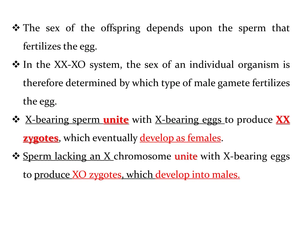 the sex of the offspring depends upon the sperm