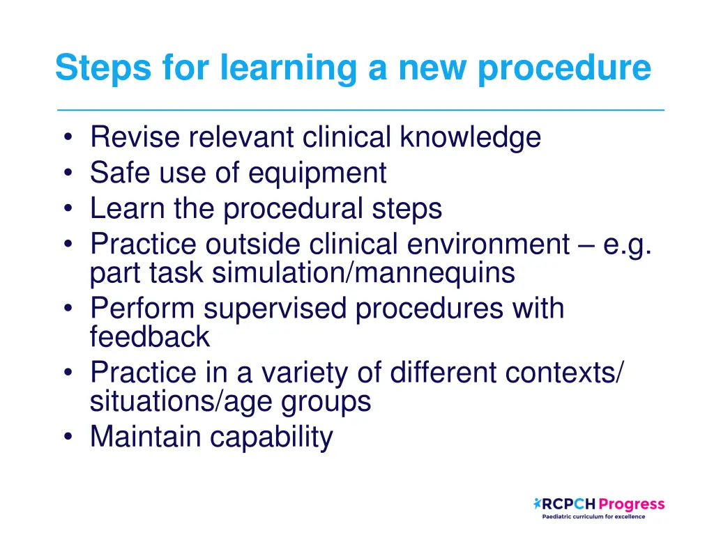 steps for learning a new procedure