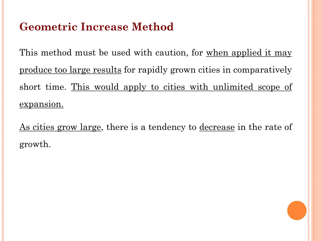 geometric increase method 1