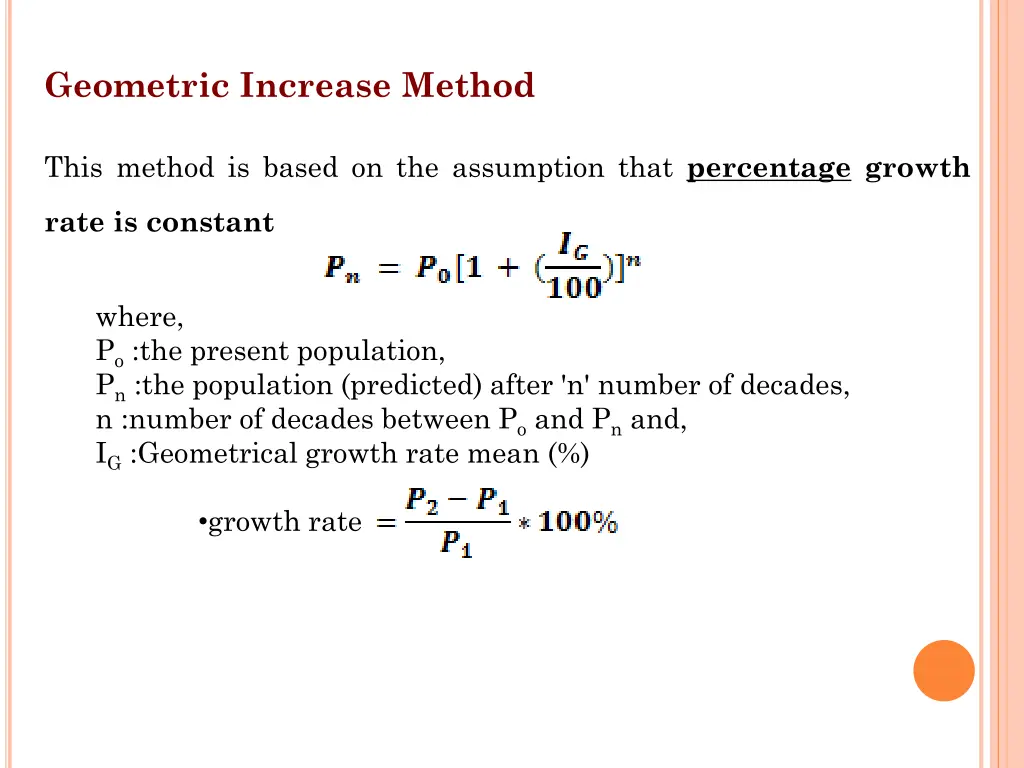 geometric increase method