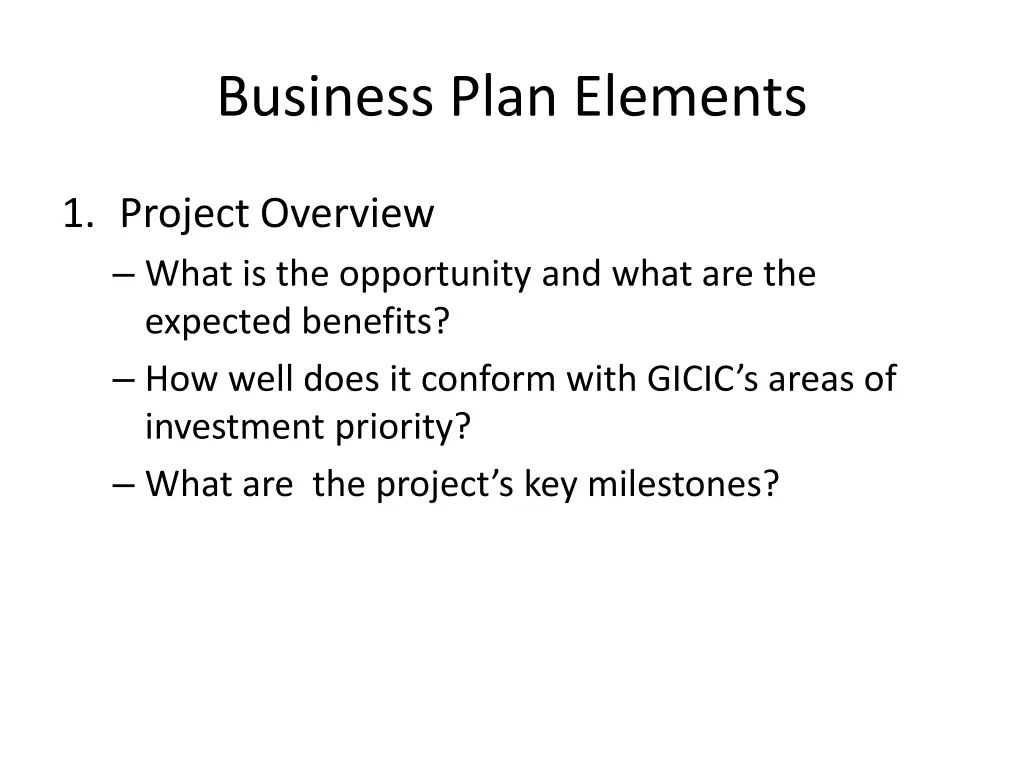 business plan elements