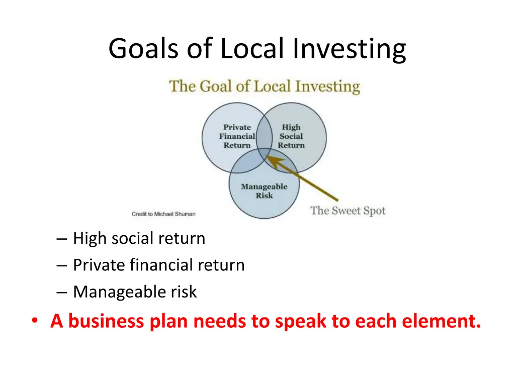 goals of local investing