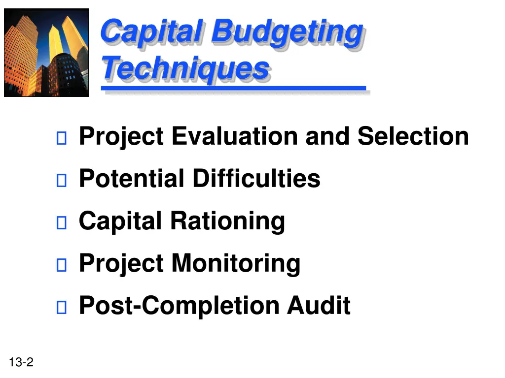 capital budgeting techniques