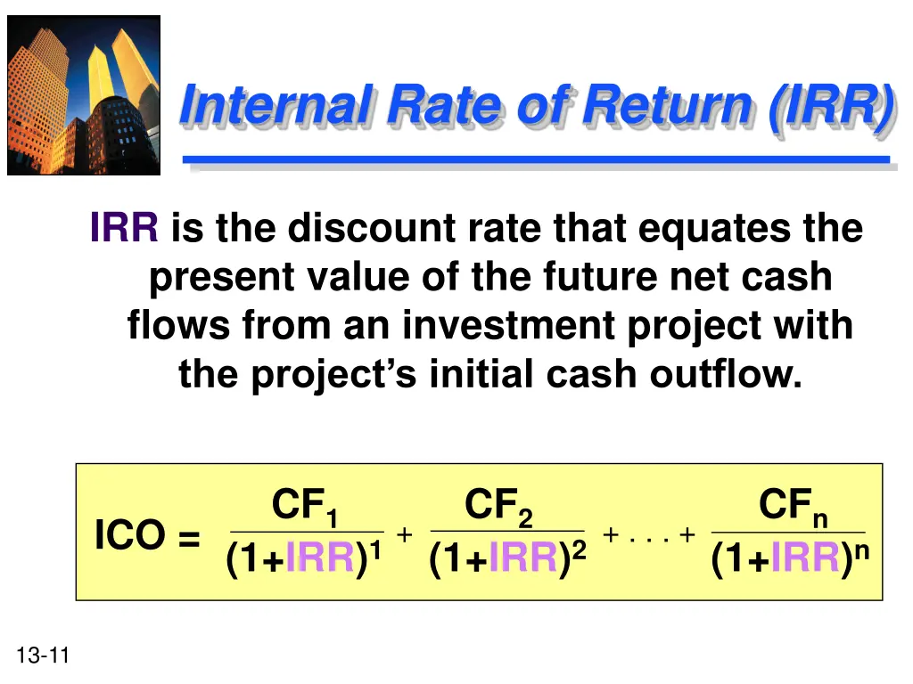 internal rate of return irr