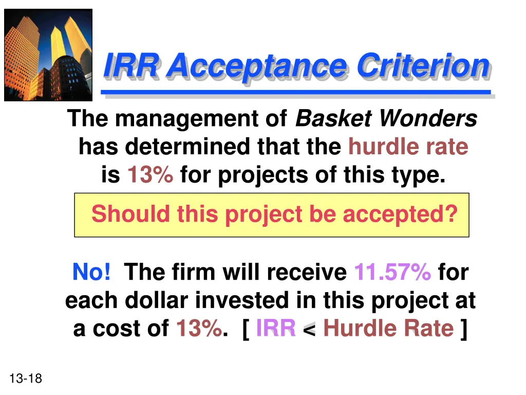 irr acceptance criterion