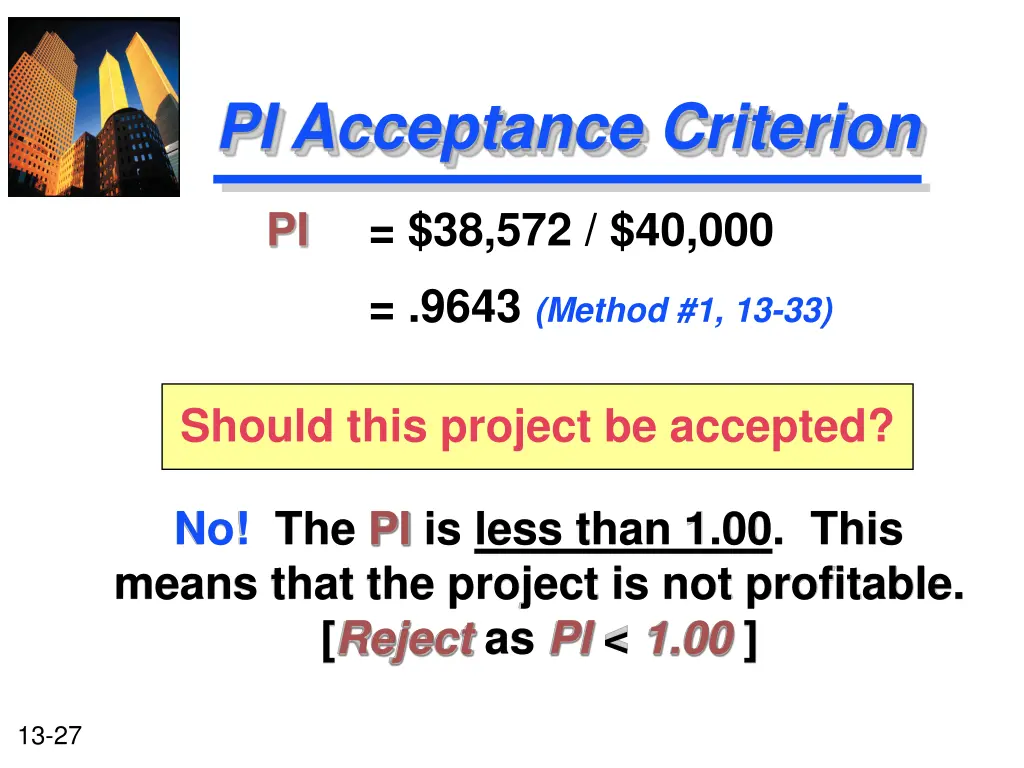 pi acceptance criterion