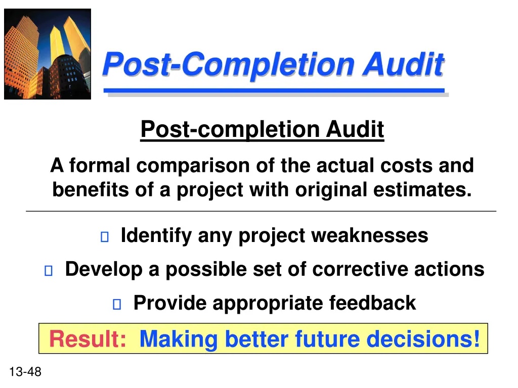 post completion audit