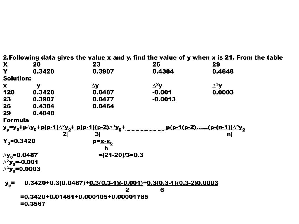 2 following data gives the value x and y find