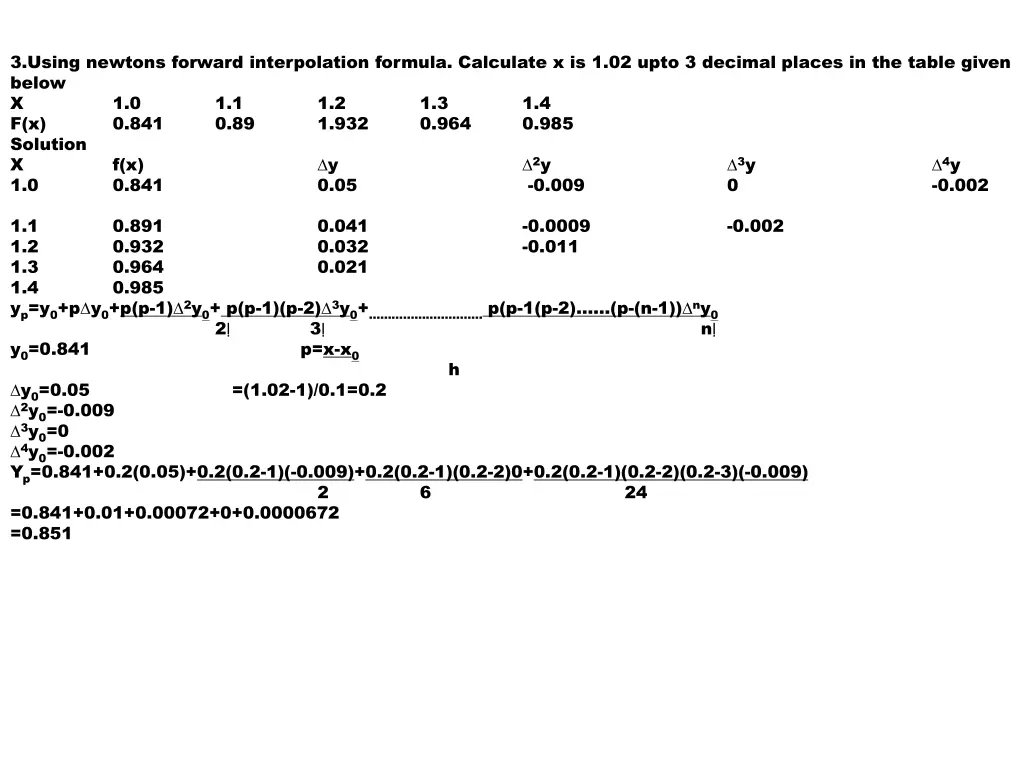 3 using newtons forward interpolation formula