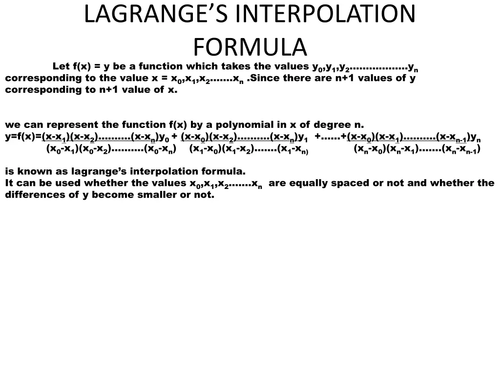 lagrange s interpolation formula