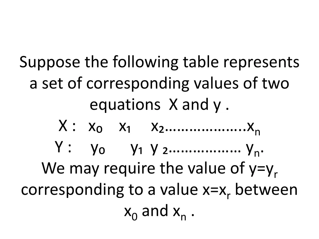 suppose the following table represents