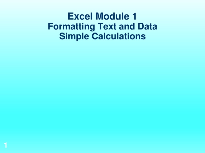 excel module 1 formatting text and data simple