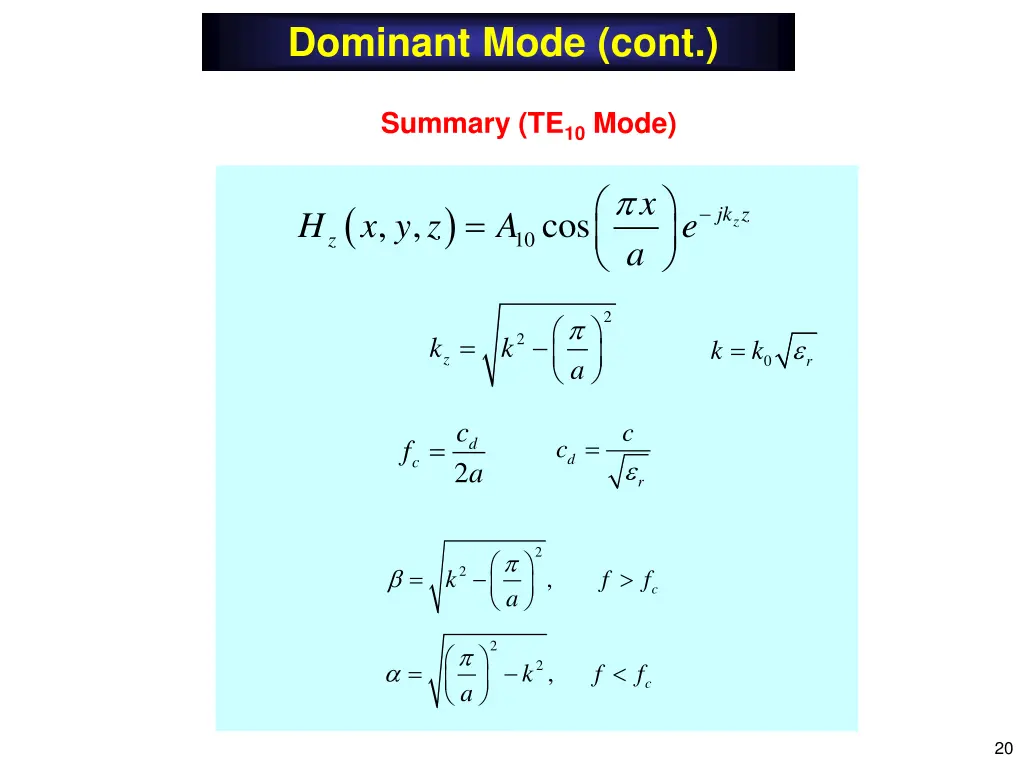 dominant mode cont