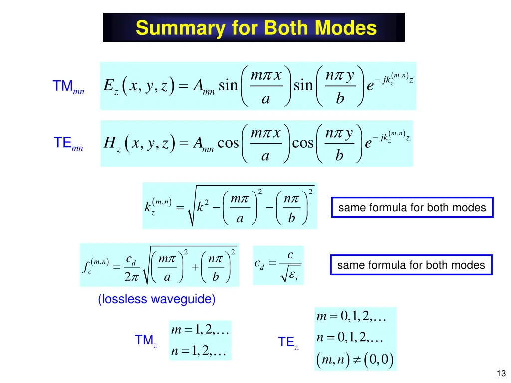 summary for both modes