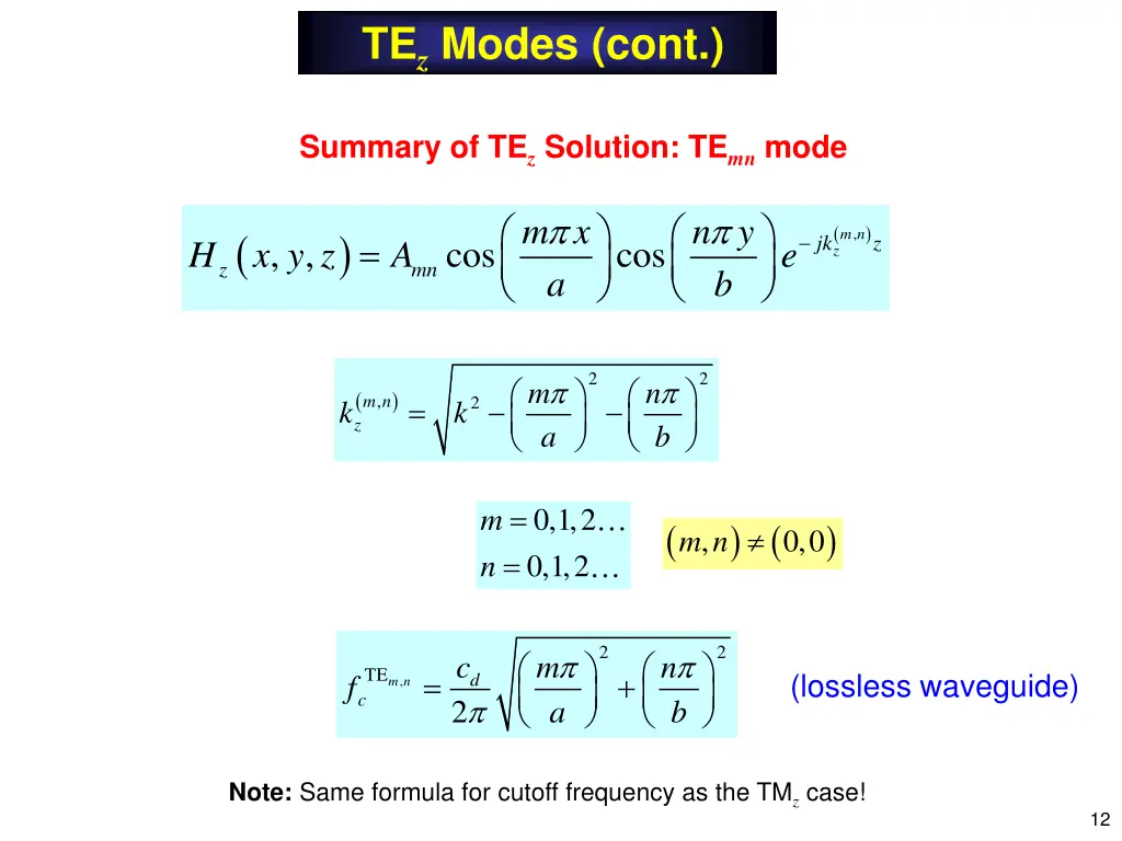 te z modes cont