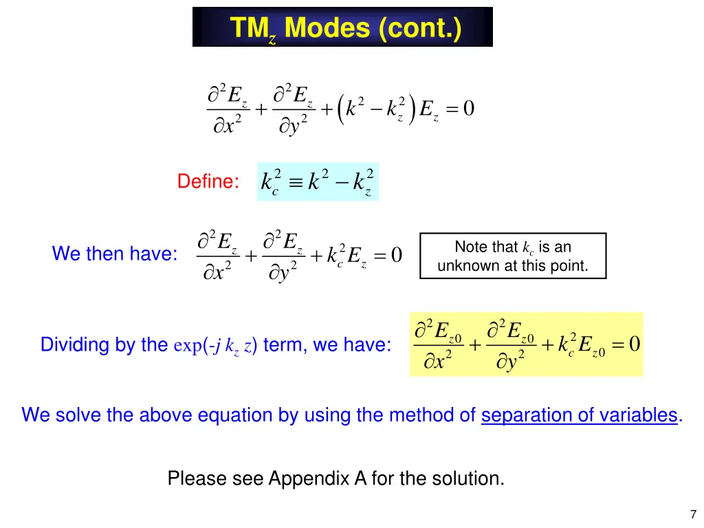 tm z modes cont