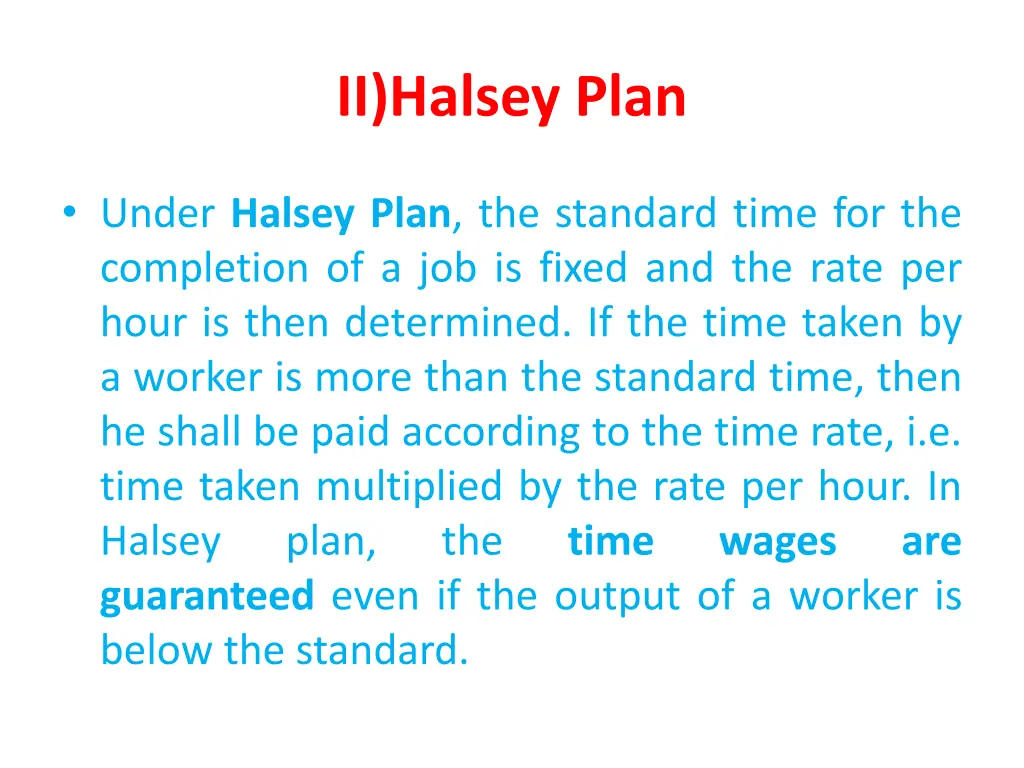 ii halsey plan