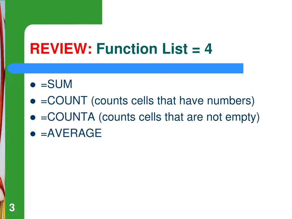 review function list 4